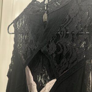 Gentle Fawn Black Lace Tunic Dress All Saints Style Size Small